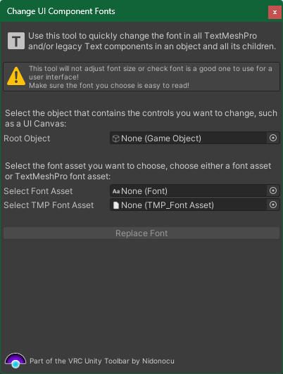 Change UI Component Fonts window