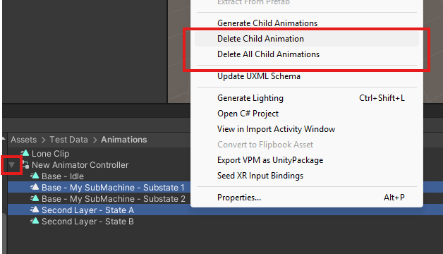 Animation Clip's Context Menu